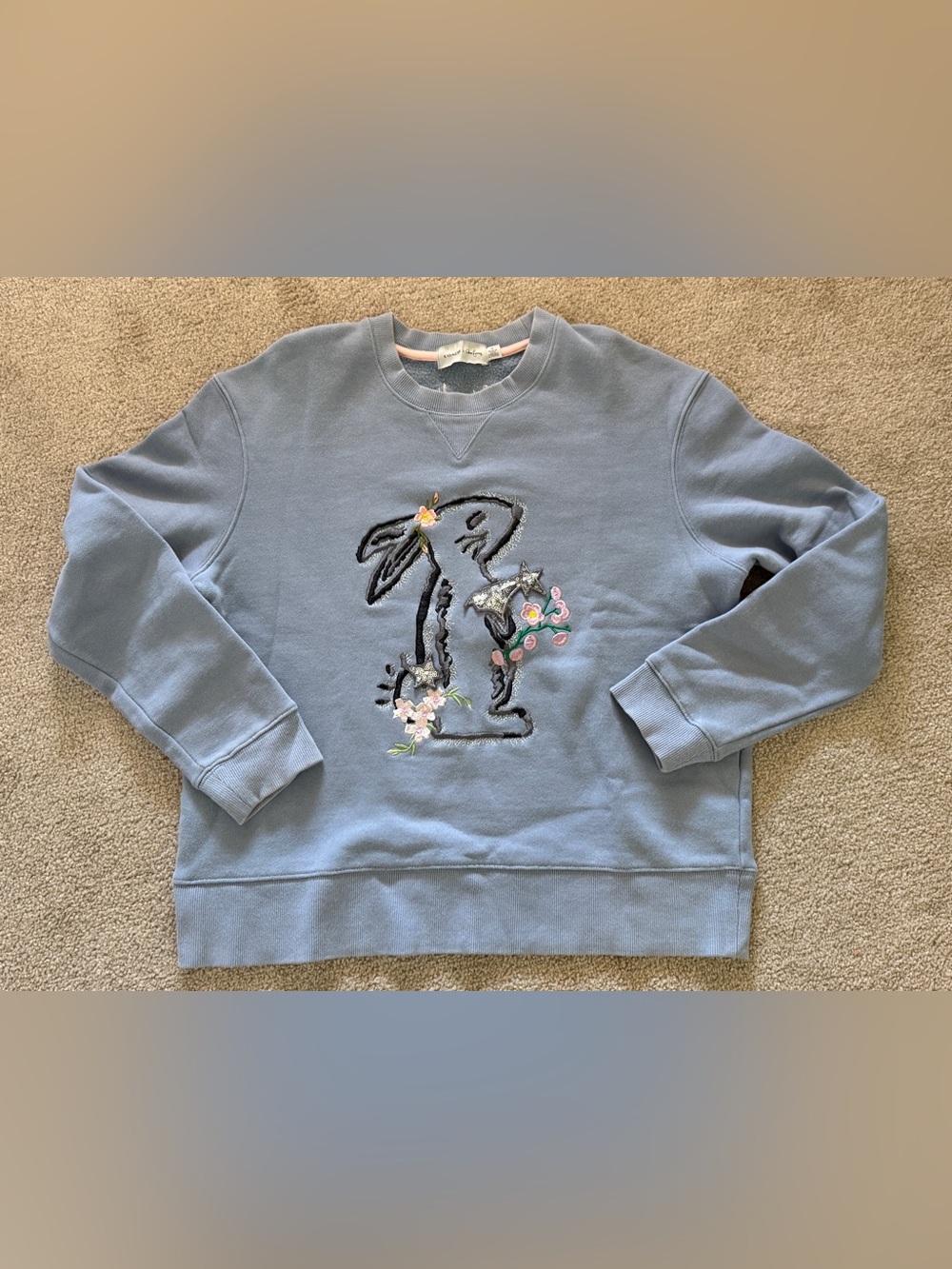 COACH x Selena Gomez Blue Embroidered Bunny Sweatshirt (Size medium )